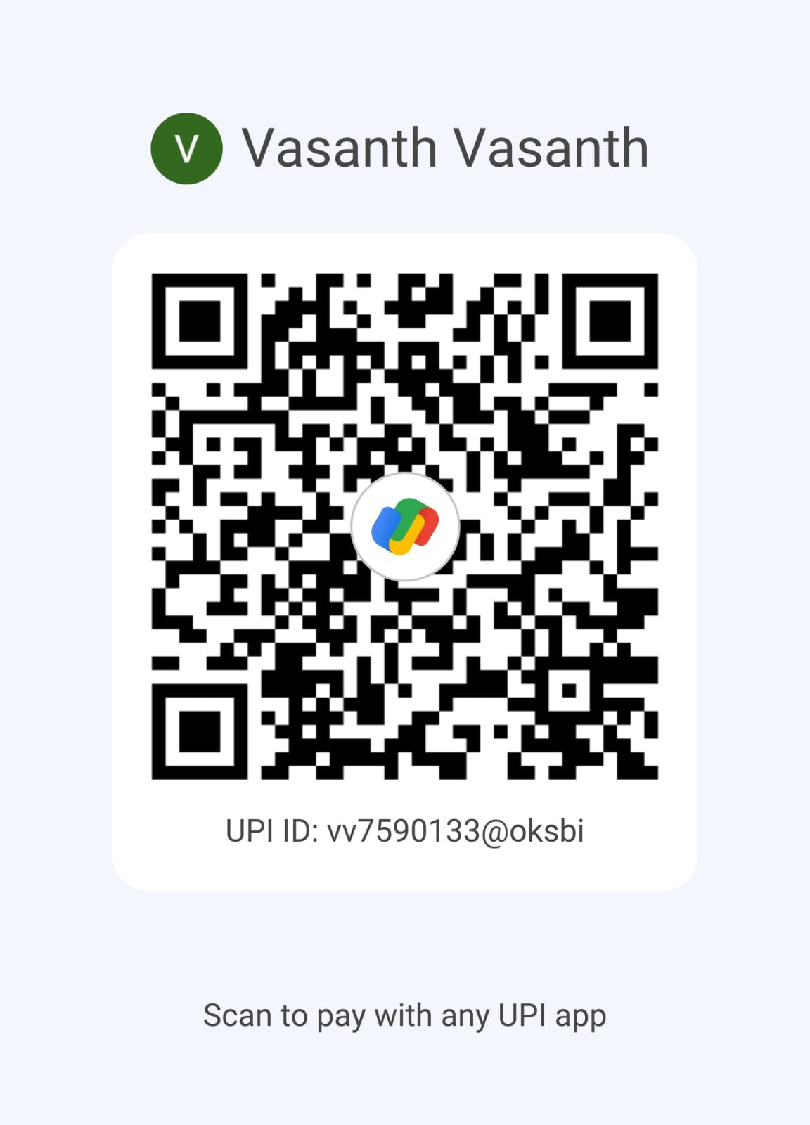 UPI payment QR - Vasanth Vasanth